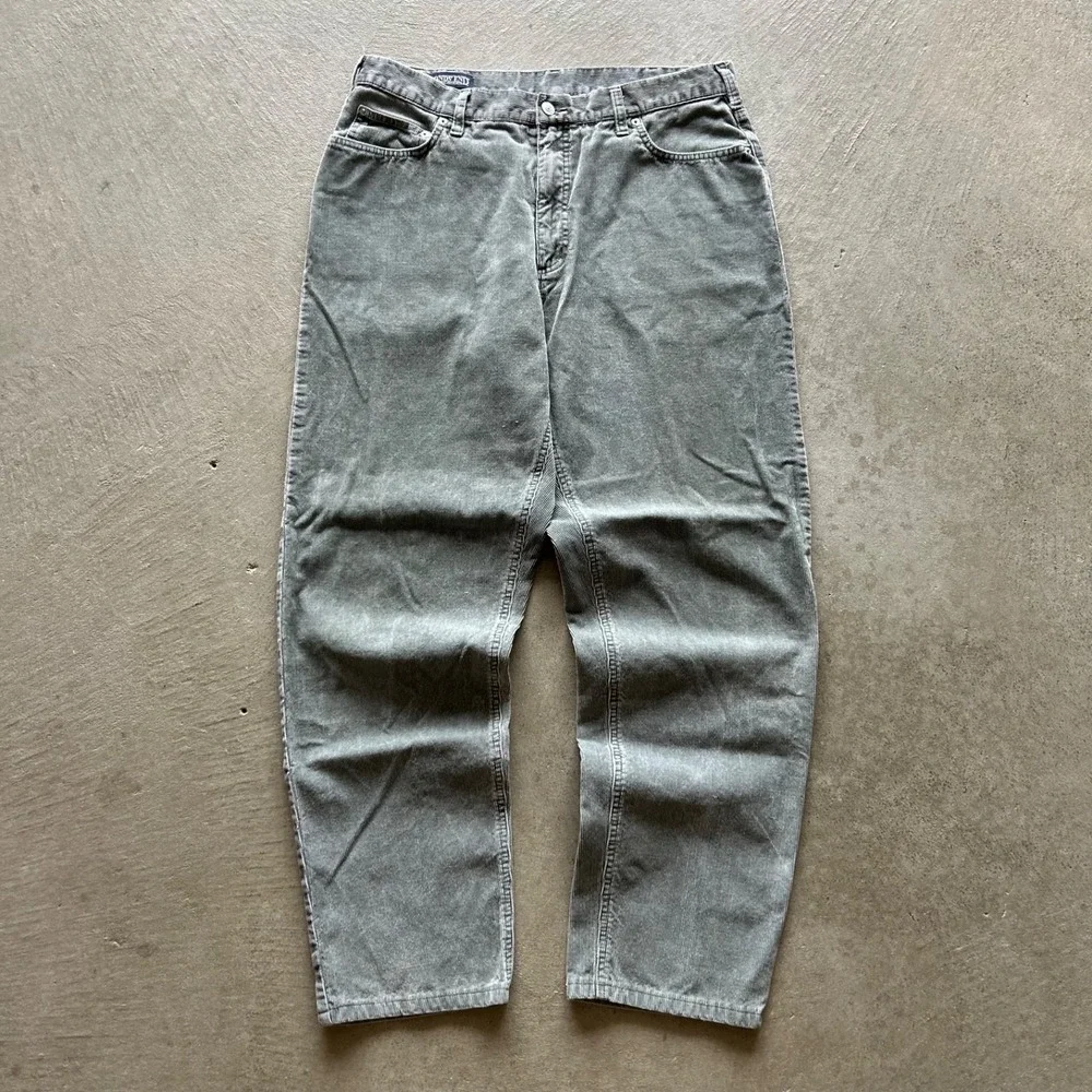 Vintage 90s Lands End Square Rigger Corduroy Pants Size 36 RegGreen Straight Leg